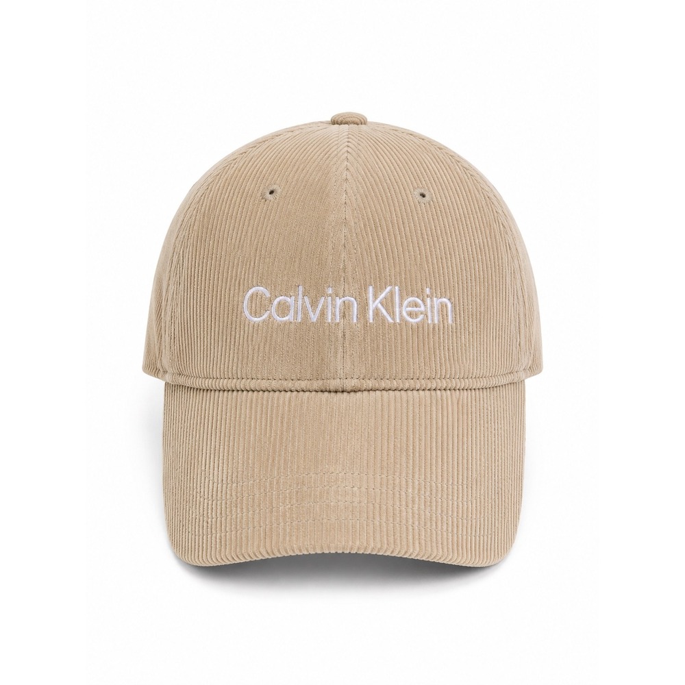 NEW Calvin‎ Klein Tan Corduroy Baseball Cap Embroidered Logo Adjustable Hat